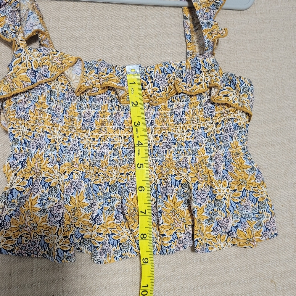 Natural Life Floral Ruffle Smocked Top - Yellow and Blue - Picture 6 of 7